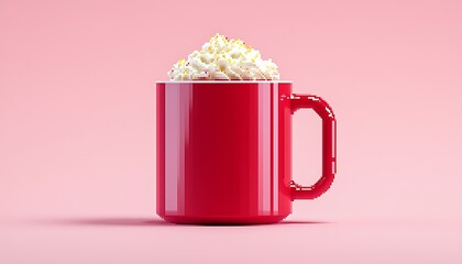 Red Mug Latte Studio Shot