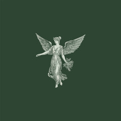 Fototapeta premium Winged goddess design vector template illustration