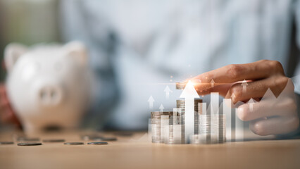 financial concept and saving money ,investment savings ,Planning savings for future ,retirement...