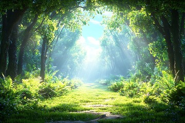 Sunlight Path Through Woods