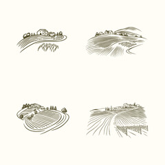 Rustic farmhouse design vector template illustration