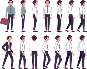 Dynamic Business Character in Multi-Pose Illustrated Design