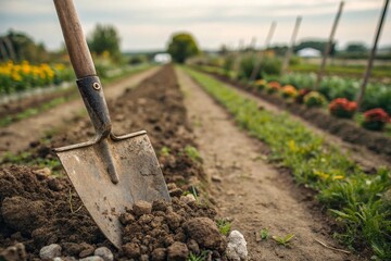 Gardening shovel in the soil-generated by ai
