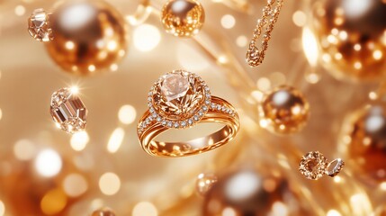 Golden Sparkle: Luxurious Diamond Ring and Jewelry