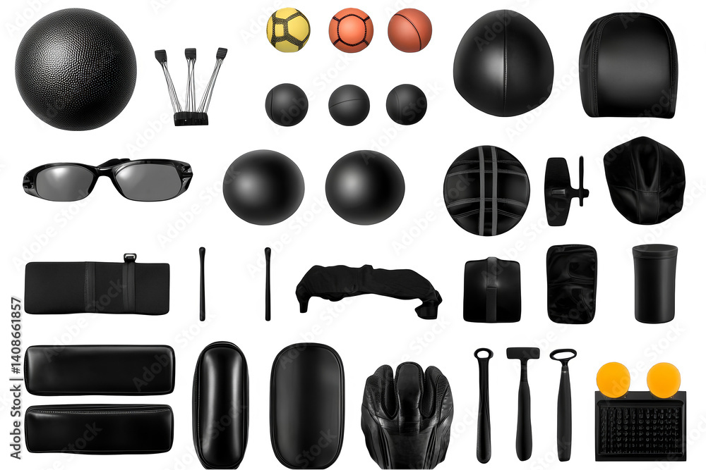Poster isolated black objects on transparent background set illustration