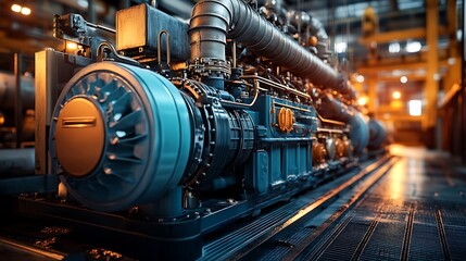 Fototapeta premium Industrial factory engine power generation plant