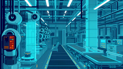 Obraz premium futuristic interior of a modern factory