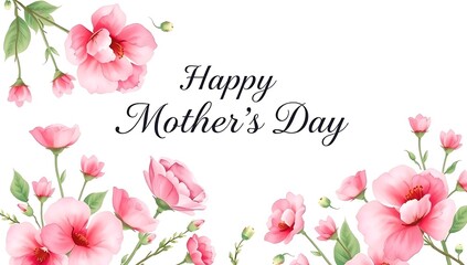 Naklejka premium beautiful flower border with happy mother's day greetings