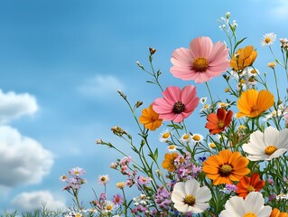 Vibrant flowers blooming in a lush meadow