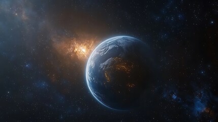Planet Earth, space, nebula, sunrise, nightlights, cosmic, background, science fiction, wallpaper