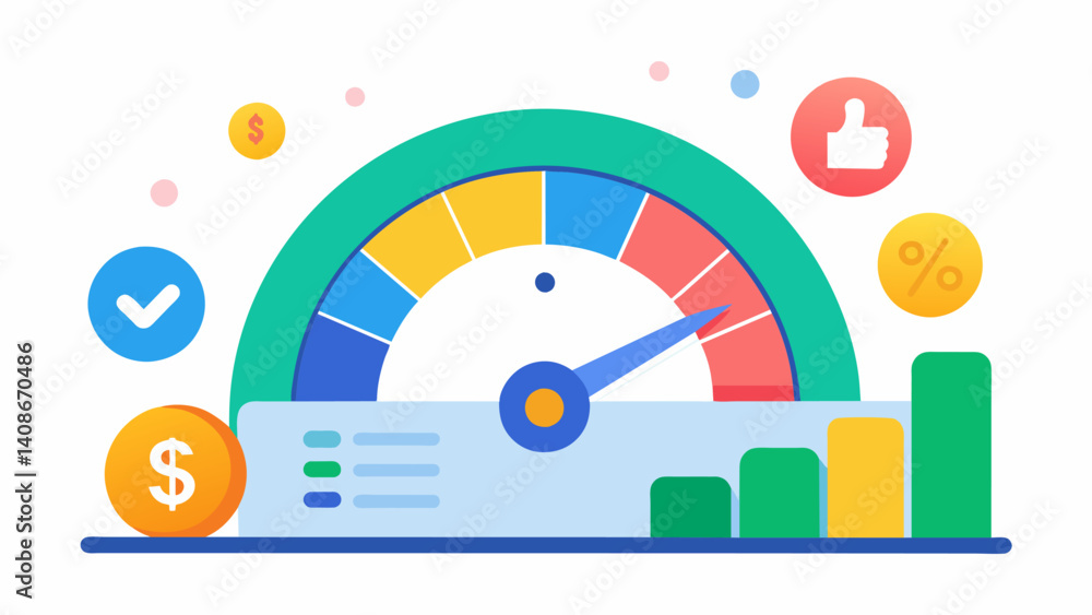 Poster a gauge chart shows a users progress towards their savings goal updating in realtime as they make co