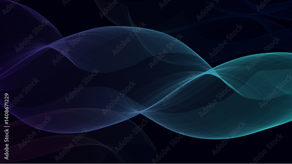 Poster abstract smooth wave lines background. dynamic sound wave element design.