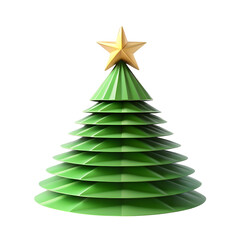 Fototapeta premium a Christmas tree made of stacked green paper or fabric on a transparent background