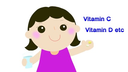 サプリを飲む女性