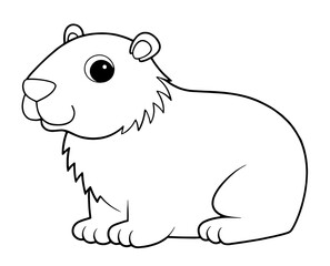 easy capybara coloring page for kids, cute tropical animal illustration, printable 8.5 x 11 inch sheet


