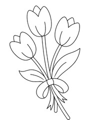 Mother's Day flower bouquet coloring page – easy printable tulips for kids, 8.5 x 11 inch sheet

