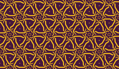 Vector illustration with pattern in triangles style. Curved line. Decorative design for For interior wallpaper, smart design, fashion print. Purple, orange color. Seamless