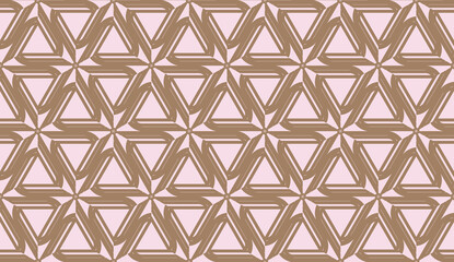 Decorative pattern with triangles style. Vector illustration. For fashion print, scrapbooking page, flyer design. Light brown color. Seamless