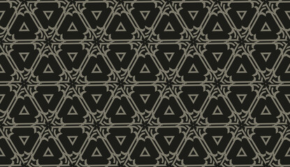 Fototapeta premium For interior wallpaper, smart design, fashion print.Vector seamless illustration with pattern in triangles style. Dark black color.