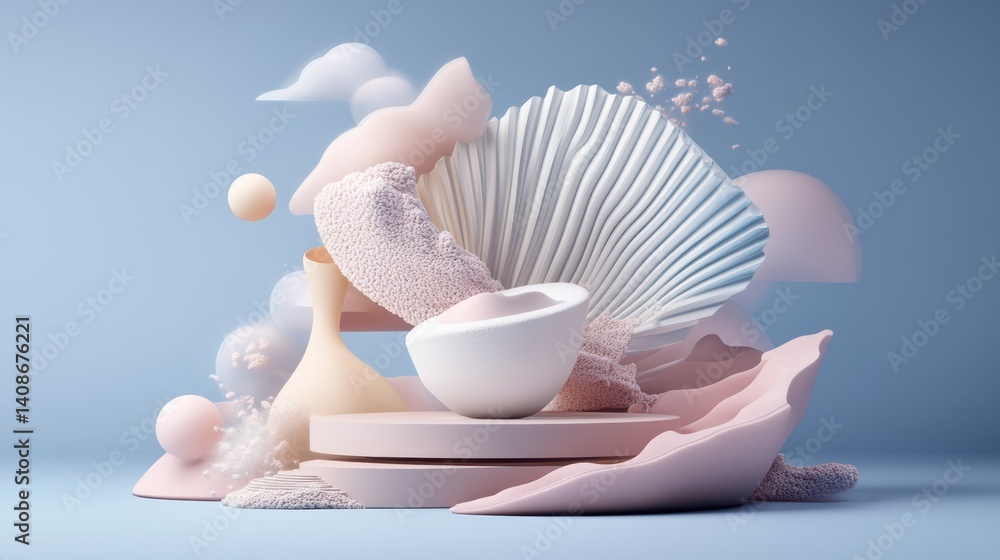 Poster a white bowl and a white vase are placed on a table, creating a simple yet elegant display.