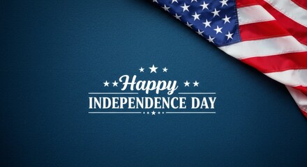 Happy Independence day: 4th of July, American flag on dark blue background with the text.