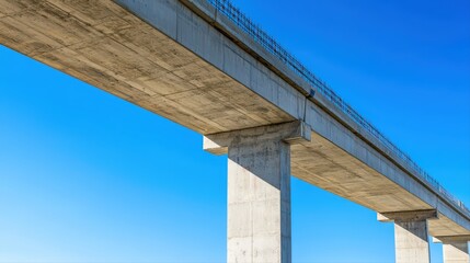 Elevated concrete bridge with clear blue sky background