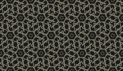 For interior wallpaper, smart design, fashion print.Vector seamless illustration with pattern in triangles style. Dark black color.