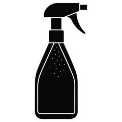 Black Spray Bottle Silhouette with Transparent Background and White Dot Design