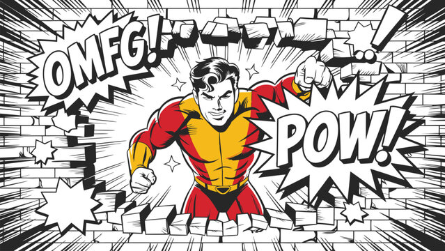 OMFG! WEE POW - Vibrant Cartoon Illustration of Animated Fictional Characters for Graphic Design