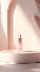 beaty skincare mockup package serum on a pink background