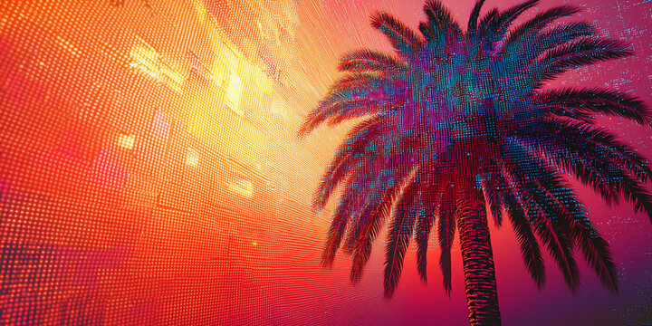 datamoshing palm silhouette