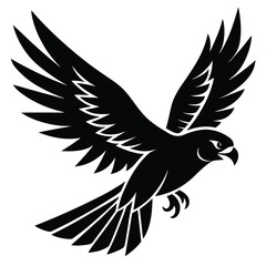 Fototapeta premium Silhouette eagle flying, spread wings on transparent background, bird