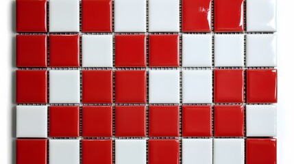 Red and White Checkerboard Mosaic Tile Pattern