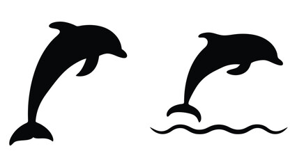 Fototapeta premium silhouette of dolphins isolated on white background