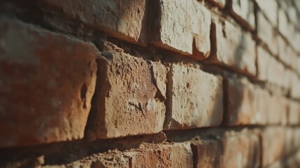 Mason working on a brick wall at a construction site. Featuring expertise and skill