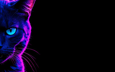 Angry Cat - Neon Art Background