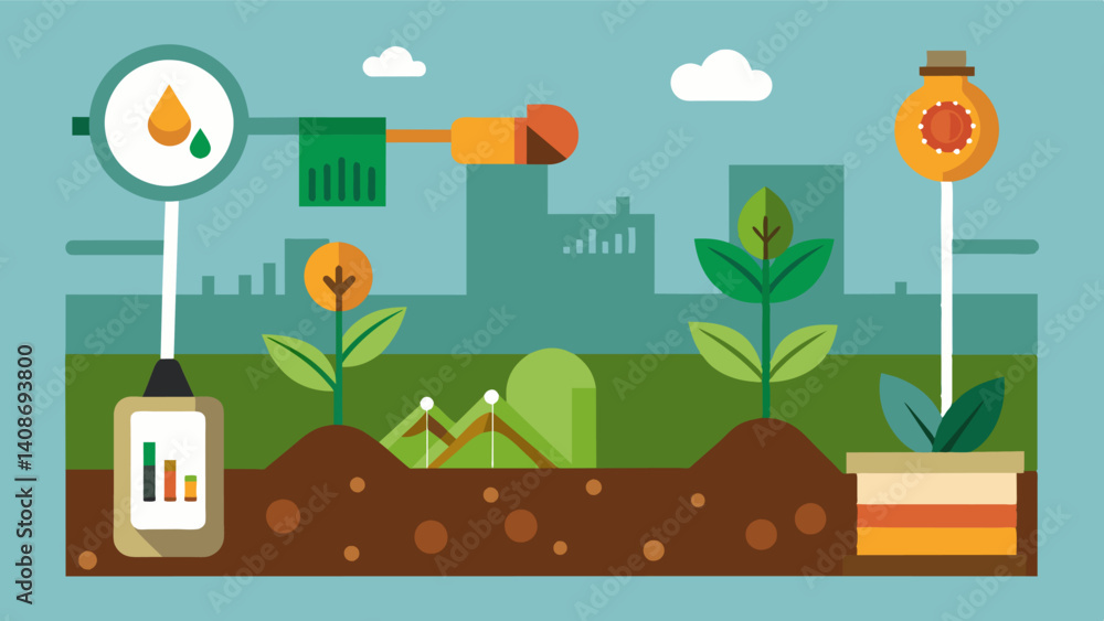 Poster realtime analysis of soil composition and nutrient levels allowing for precise fertilization and ens