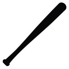 Naklejka premium Black Baseball Bat Silhouette Isolated on White, Sport Equipment Icon Design