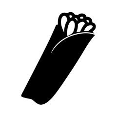 A Simple Black and White Illustration of a Delicious Burrito