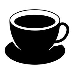 A Simple Black and White Illustration of a Coffee Cup on a Saucer