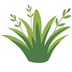 Vector illustration of green grass with leaves in cartoon style. Perfect for garden scenes, nature backgrounds, outdoor projects, or eco-friendly and botanical-themed graphic designs.