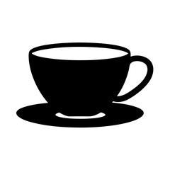 A Simple Black Silhouette of a Coffee Cup and Saucer