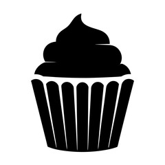Delicious Black and White Cupcake Icon Sweet Treat Dessert Bakery Graphic
