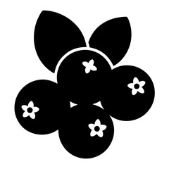 A Cluster of Fresh Blueberries with Green Leaves,  a Delicious and Healthy Snack