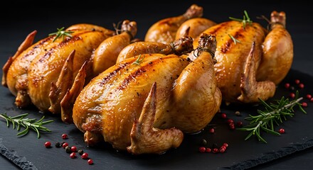 Roasted Chickens: Golden-Brown Perfection on Slate