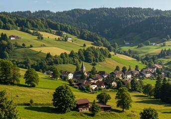 beautiful landscape with small village