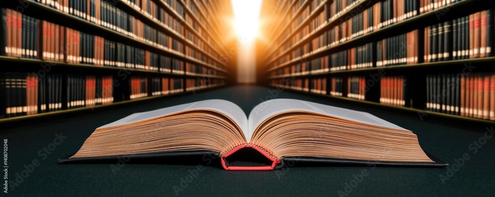 Poster books floating in the air as part of a float and education concept. an open book on a library table 