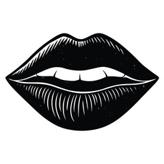 Isolated Detailed Lips Mouth Silhouette Symbol on Transparent Background