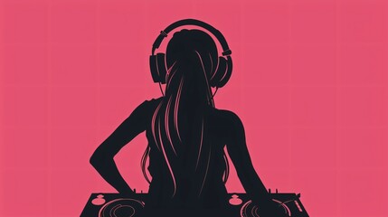 DJ Girl Silhouette with Stylish Headphones