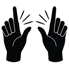 Obraz premium Silhouette Hands Pointing Upwards with Finger Flicking Gestures Isolated